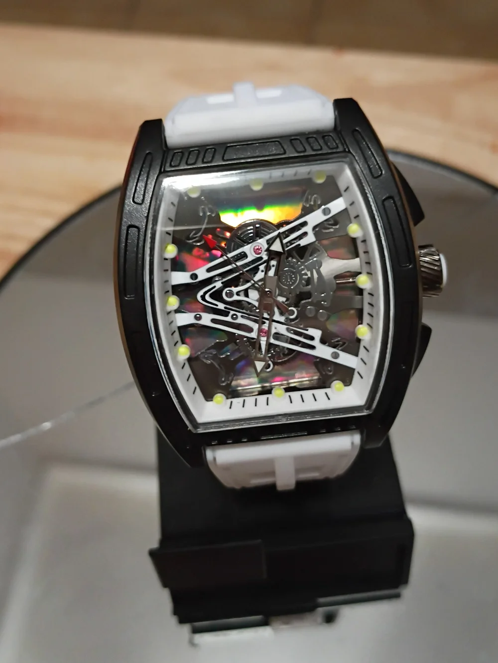 White Skeleton Mechanical Watch for Men - Modern Sport Style